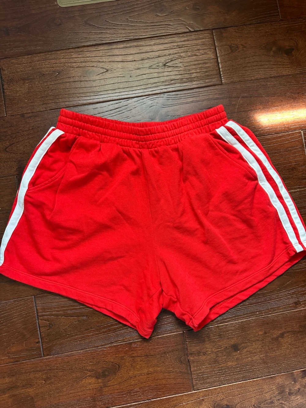 Old Navy Red Women's Athletic Shorts with White Side Stripes